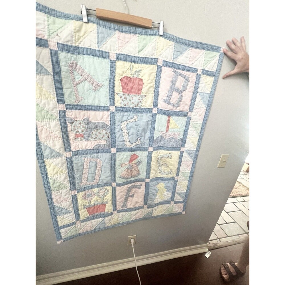 Hand crafted patchwork baby quilt by  INHERITANCE / ALPHABET BABY 37X46